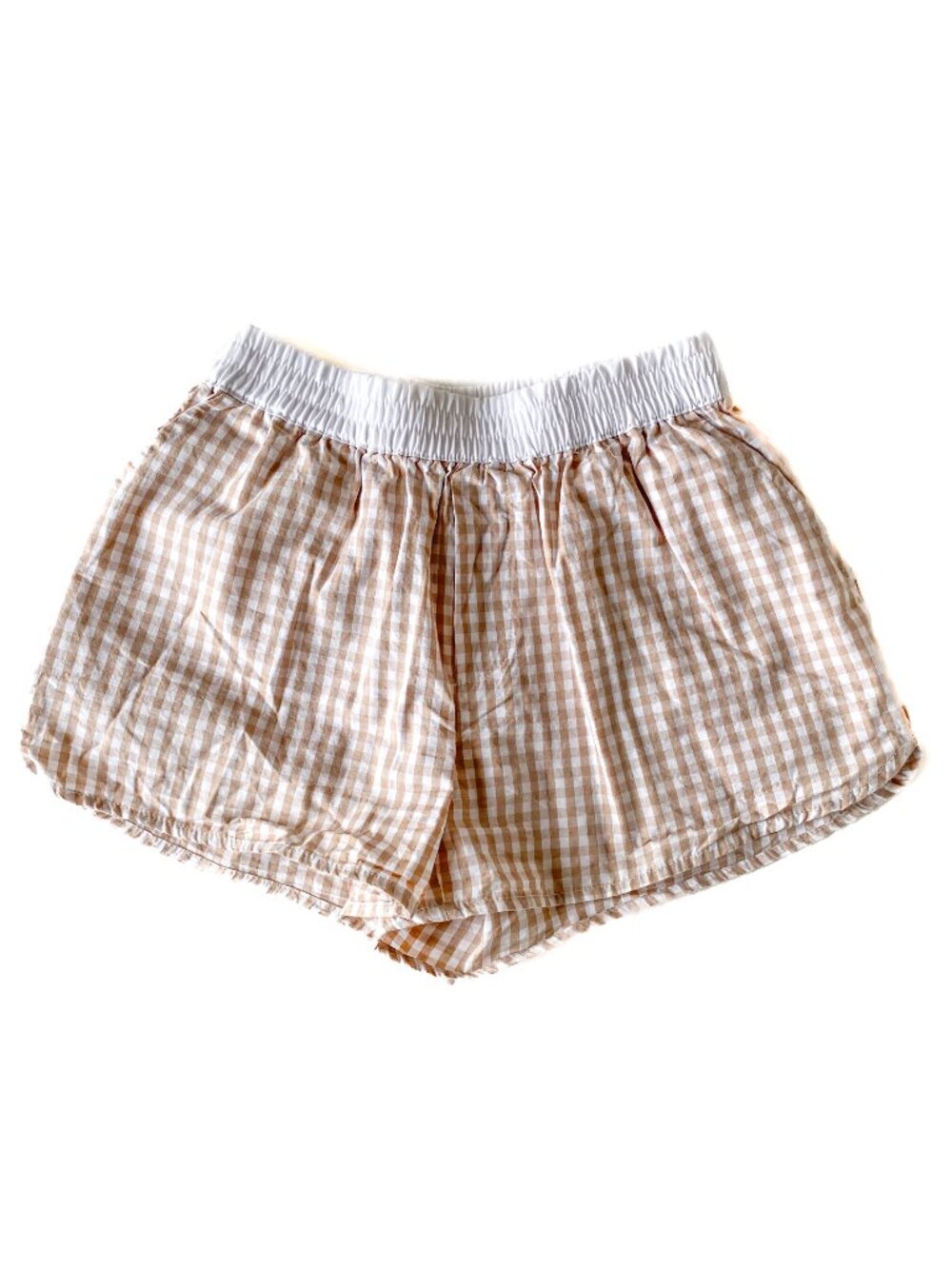 Beige Gingham Cotton Mini Short with Pockets Size XS